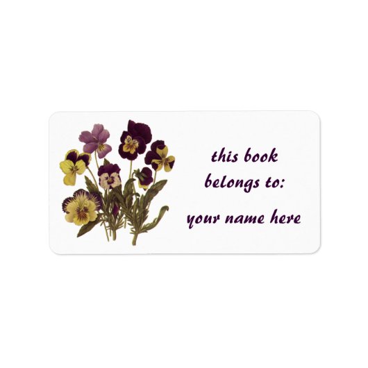  Pansies in Bloom, Floral Garden Flowers Etiket (Voorkant)