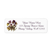  Pansies in Bloom, Floral Garden Flowers Etiket (Voorkant)