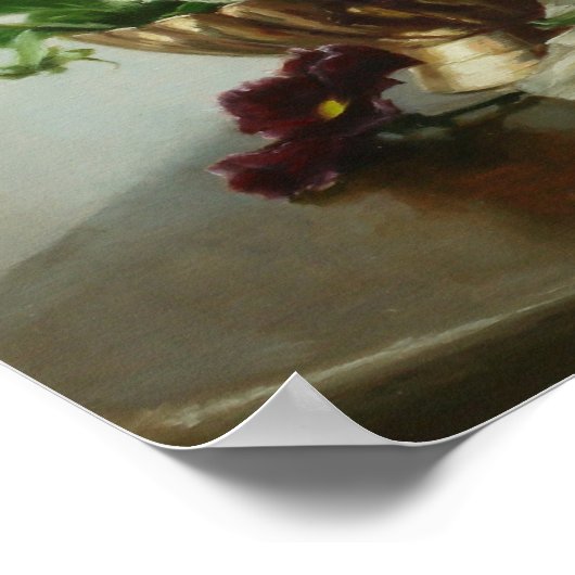 Pansies in een Brass Bowl Poster (Hoek)