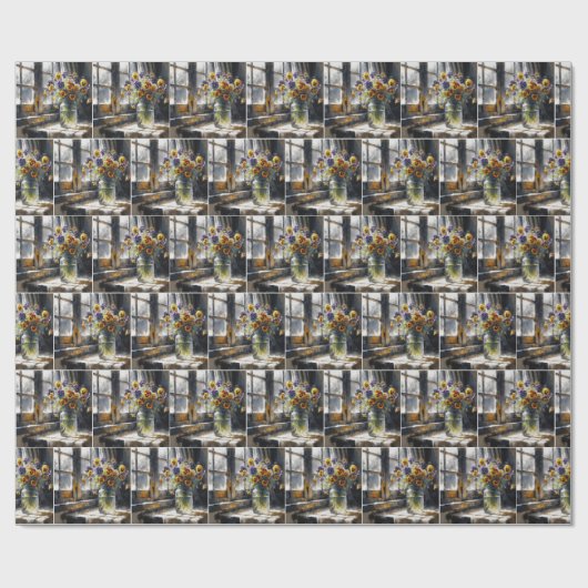 Pansies in een  glazen pot cadeaupapier (Vlak)