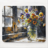 Pansies in een glazen pot muismat (Voorkant)