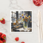 Pansies in een  glazen pot servet (Insitu)