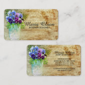 Pansies in een Mason Jar met glitter Visitekaartje (Voorkant / Achterkant)