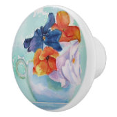 PANSIES IN EEN TEACUP-KNOB KERAMISCHE KNOP (Rechts)