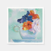 PANSIES IN EEN TEACUPAPIERNAPKINS SERVET (Voorkant)