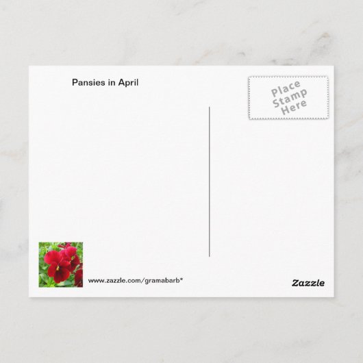 Pansies in het Briefkaart van april (Achterkant)