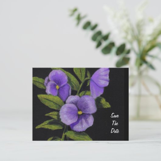 Pansies in kleurpotlood: Sla de datum op Aankondigingskaart (Staand voorkant)