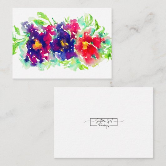Pansies in Waterverf Note Kaart Notitiekaartje (Voorkant / Achterkant)