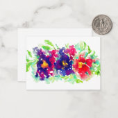 Pansies in Waterverf Note Kaart Notitiekaartje (Voorkant / Achterkant in situ)