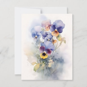 Pansies in Waterverven Feestdagenkaart