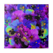 Pansies keramische tegel tegeltje (Voorkant)