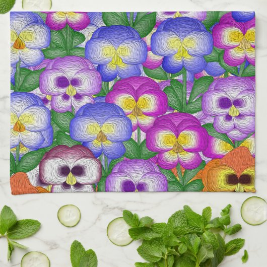 Pansies Kitchen Towel Theedoek (Gevouwen)