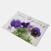 Pansies, lobelia, oud handschrift Hallo lente Deurmat (Schuin)