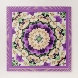 Pansies Mandala: Antiek Paars Legpuzzel