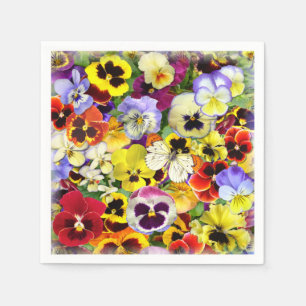 Pansies met Butterfly Napkin Servet
