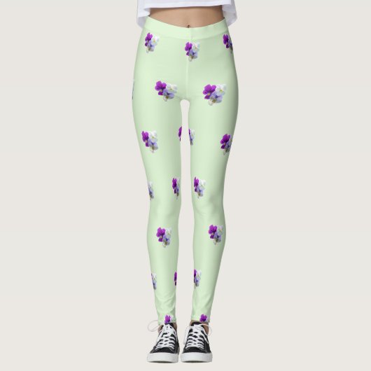 Pansies met drie bloesems leggings (Voorkant)