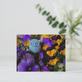 Pansies met uil briefkaart (Staand voorkant)