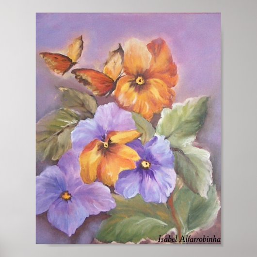 Pansies met vlinder poster (Voorkant)