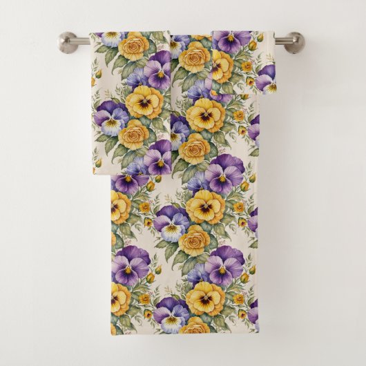 Pansies Modern  Bloemen Bad Handdoek (Insitu)