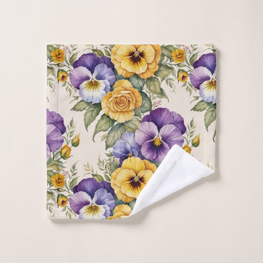 Pansies Modern  Bloemen Bad Handdoek (Wasdoekje)