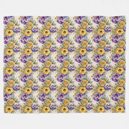 Pansies Modern  Bloemen Fleece Deken (Voorkant (Horizontaal))