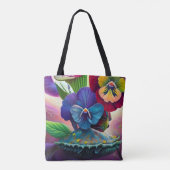 Pansies op een schelp tote bag (Achterkant)