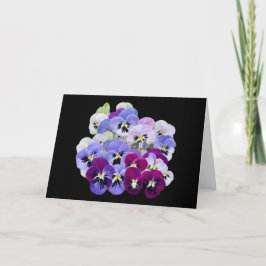 Pansies op een zwarte achtergrond Bedankt Notitiekaartje