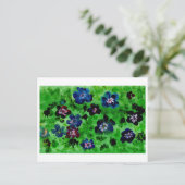 Pansies op groen briefkaart (Staand voorkant)