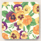 Pansies op off white bier onderzetter (Voorkant)