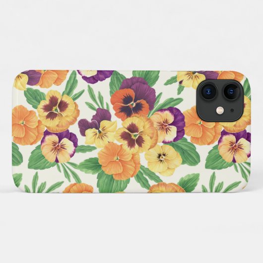 Pansies op off white Case-Mate iPhone case (Achterkant (horizontaal))