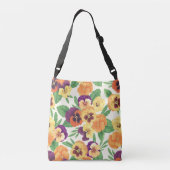 Pansies op off white crossbody tas (Achterkant)
