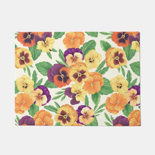 Pansies op off white deurmat (Voorkant)