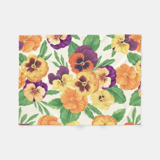 Pansies op off white fleece deken (Voorkant (Horizontaal))