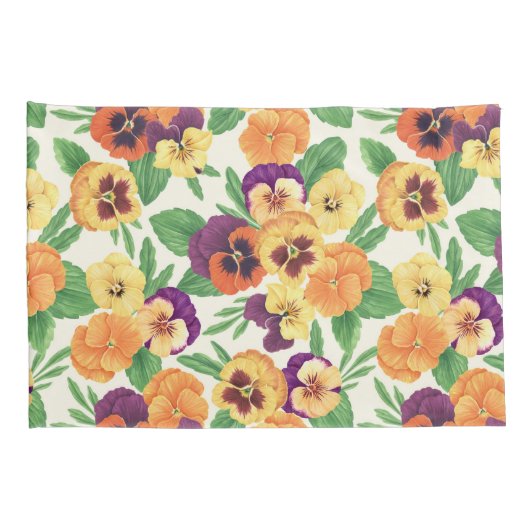 Pansies op off white kussensloop (Achterkant-Rechts)