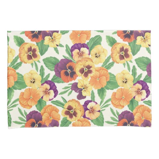 Pansies op off white kussensloop (Voorkant-Rechts)