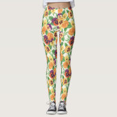 Pansies op off white leggings (Voorkant)
