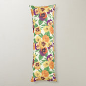 Pansies op off white lichaamskussen (Achterkant (Verticaal))