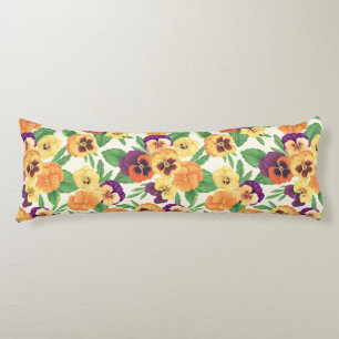 Pansies op off white lichaamskussen