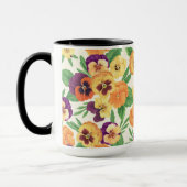 Pansies op off white mok (Links)