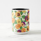 Pansies op off white mok (Midden)