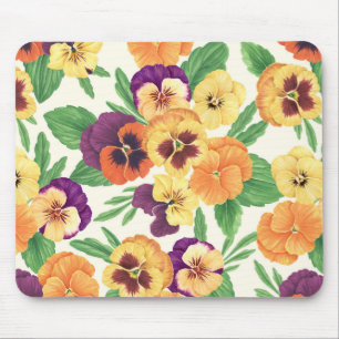 Pansies op off white muismat
