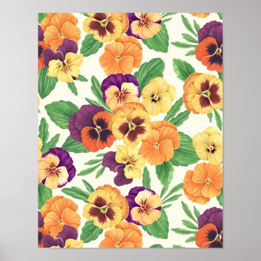 Pansies op off white poster (Voorkant)