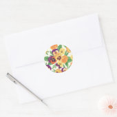 Pansies op off white ronde sticker (Envelop)