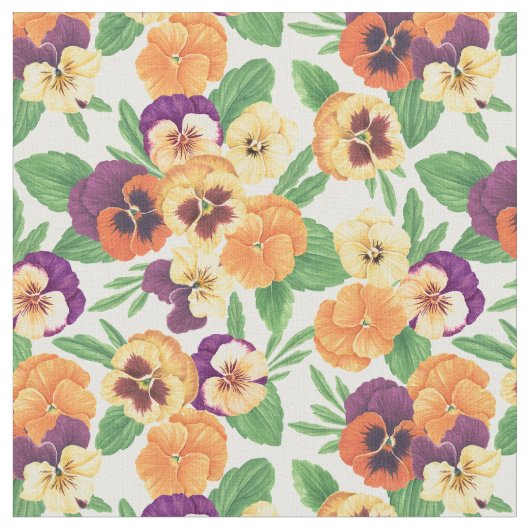 Pansies op off white stof (Close Up)