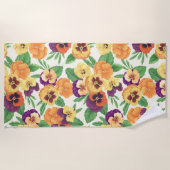 Pansies op off white strandlaken (Voorkant)