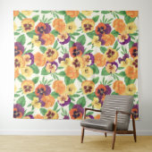 Pansies op off white wandkleed (In Situ (horizontaal))