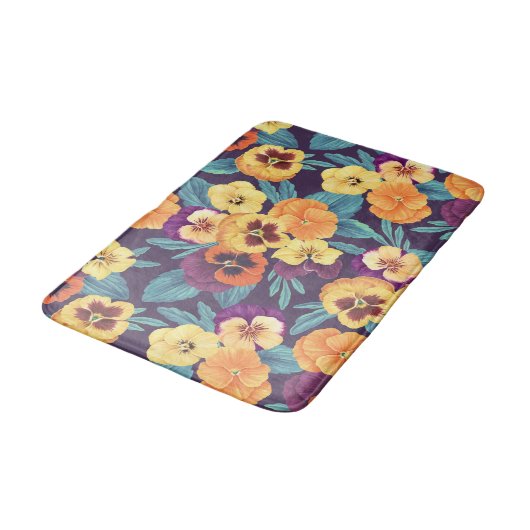 Pansies op pruimenviolet badmat (Gekanteld)