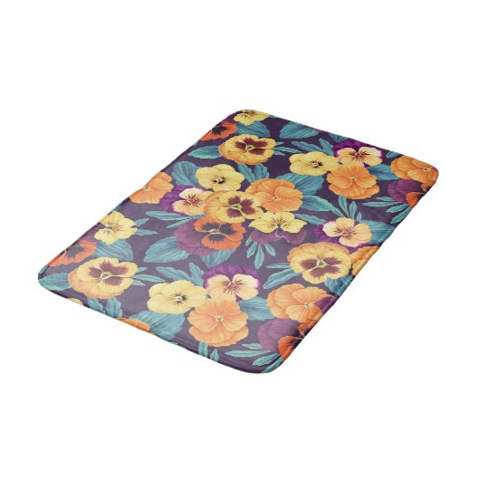 Pansies op pruimenviolet badmat (Gekanteld)