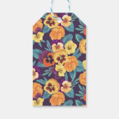 Pansies op pruimenviolet cadeaulabel (Achterkant)