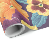 Pansies op pruimenviolet cadeaupapier (Rol Hoek)